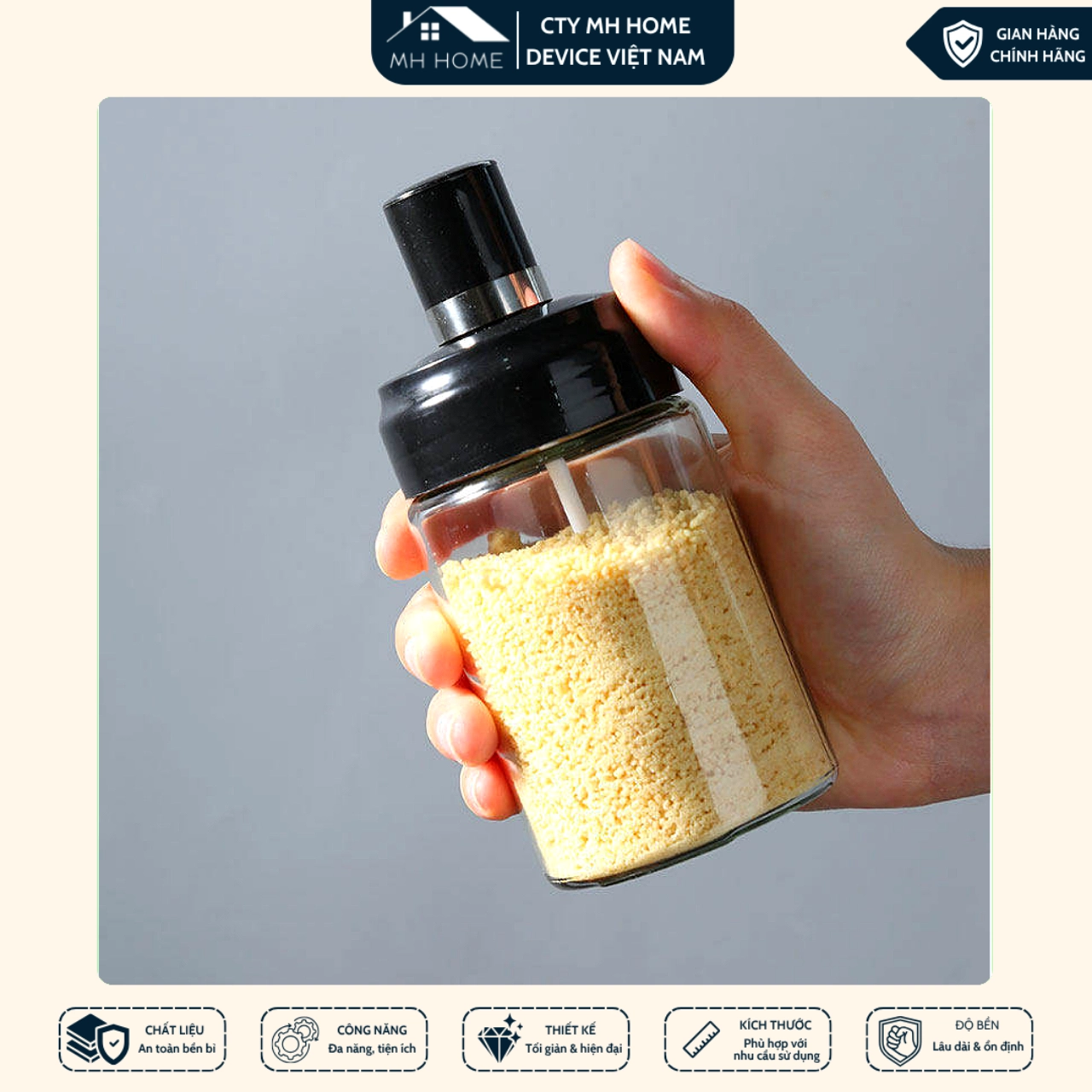 Bộ 3 Hộp Bảo Quản Thực Phẩm Thủy Tinh Kèm Hũ Gia Vị & Chai Đựng Dầu Ăn